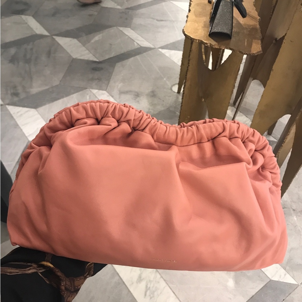 Mansur Gavriel Pink Gathered Leather Clutch